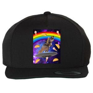 Taco Kitty Riding T-Rex Rainbow Space Cat Wool Snapback Cap