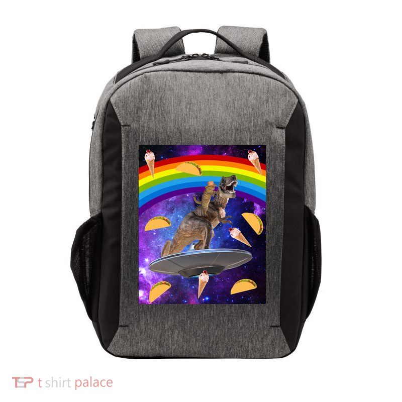 Taco Kitty Riding T-Rex Rainbow Space Cat Vector Backpack