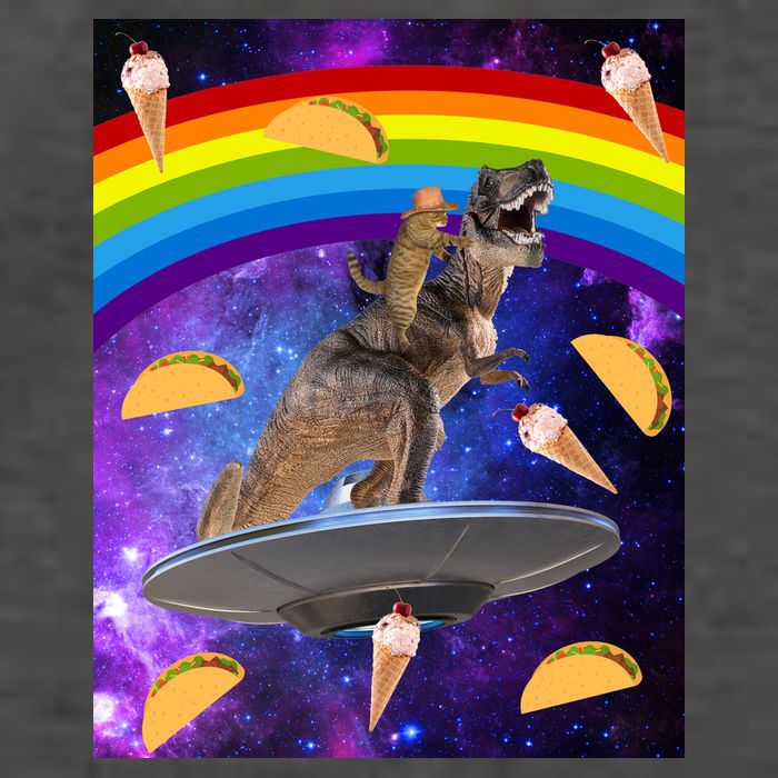 Taco Kitty Riding T-Rex Rainbow Space Cat Vector Backpack