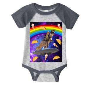 Taco Kitty Riding T-Rex Rainbow Space Cat Infant Baby Jersey Bodysuit