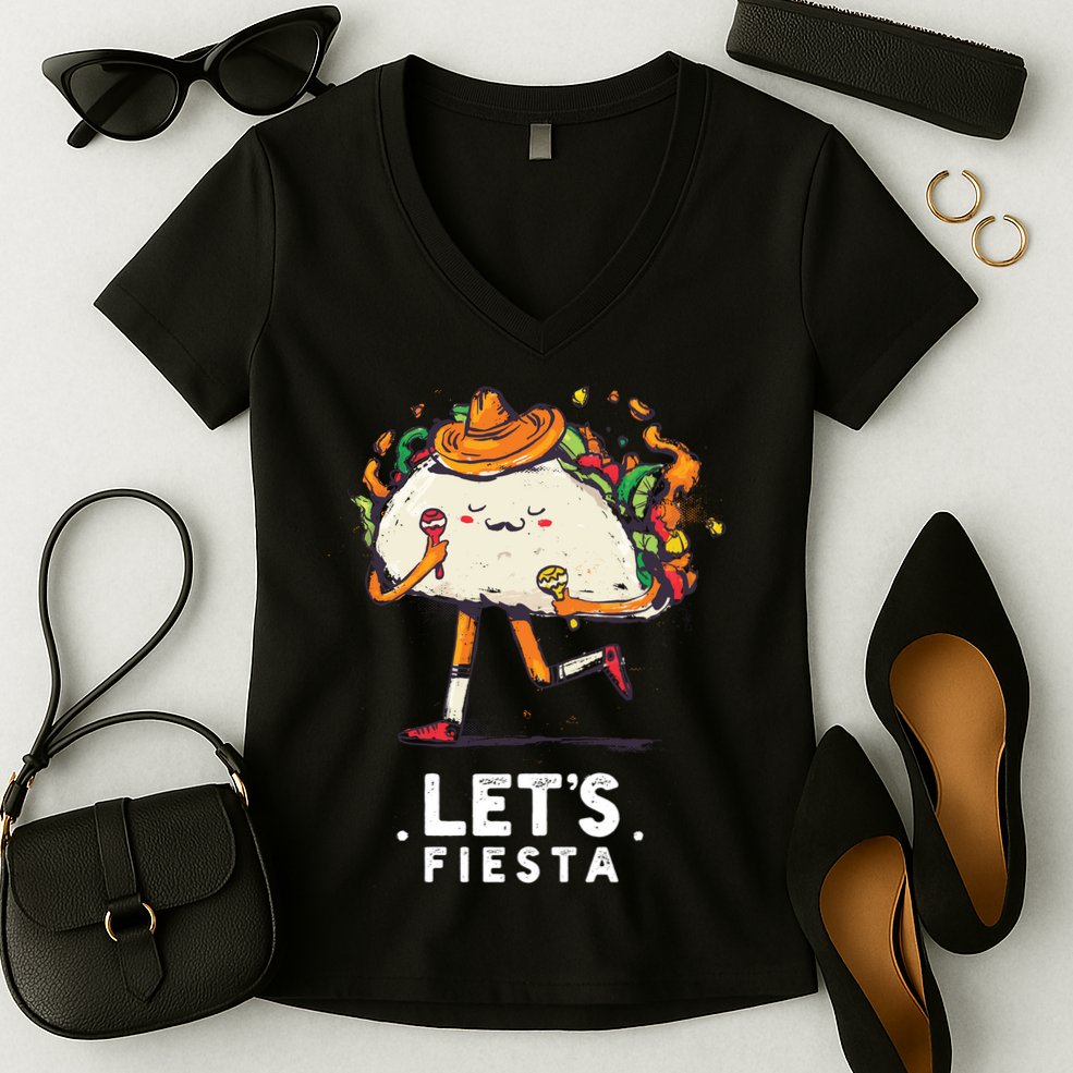 Taco Let's Fiesta Women's V-Neck T-Shirt