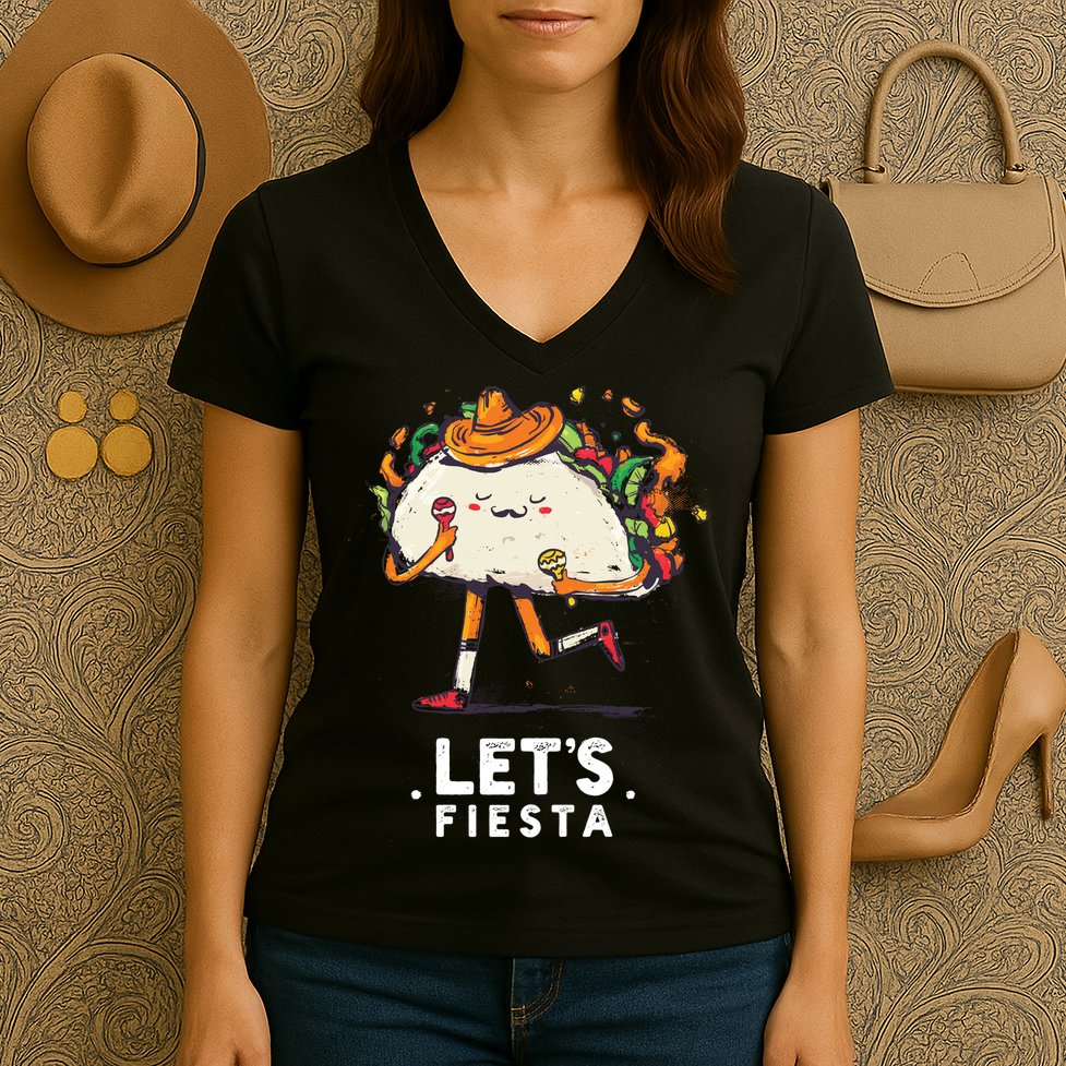 Taco Let's Fiesta Women's V-Neck T-Shirt
