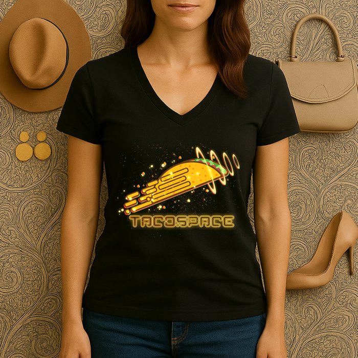 Taco Space  Women's V-Neck T-Shirt