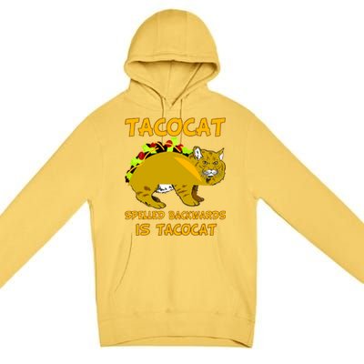 Tacocat Spelled Backwards Funny Cat Premium Pullover Hoodie