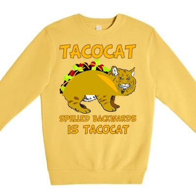 Tacocat Spelled Backwards Funny Cat Premium Crewneck Sweatshirt