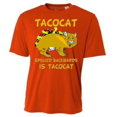 Tacocat Spelled Backwards Funny Cat Cooling Performance Crew T-Shirt