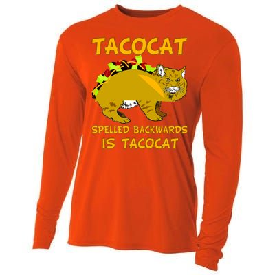 Tacocat Spelled Backwards Funny Cat Cooling Performance Long Sleeve Crew