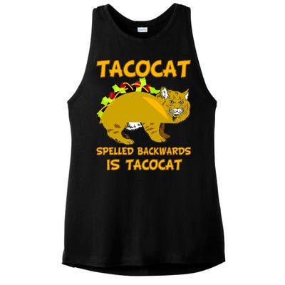 Tacocat Spelled Backwards Funny Cat Ladies PosiCharge Tri-Blend Wicking Tank