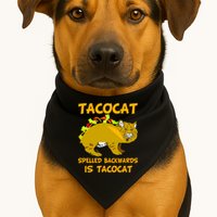 Tacocat Spelled Backwards Funny Cat USA-Made Doggie Bandana