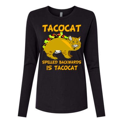 Tacocat Spelled Backwards Funny Cat Womens Cotton Relaxed Long Sleeve T-Shirt