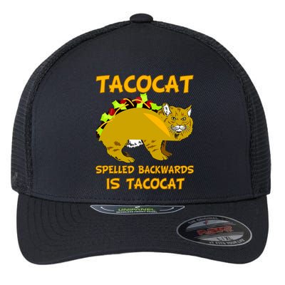 Tacocat Spelled Backwards Funny Cat Flexfit Unipanel Trucker Cap