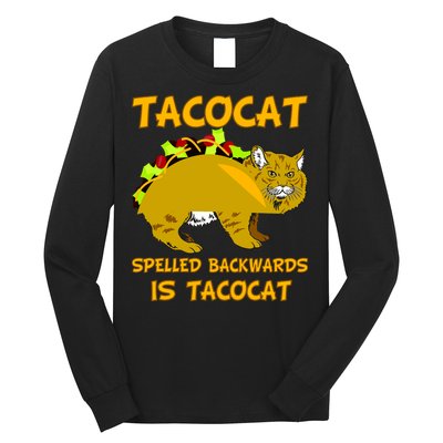 Tacocat Spelled Backwards Funny Cat Long Sleeve Shirt
