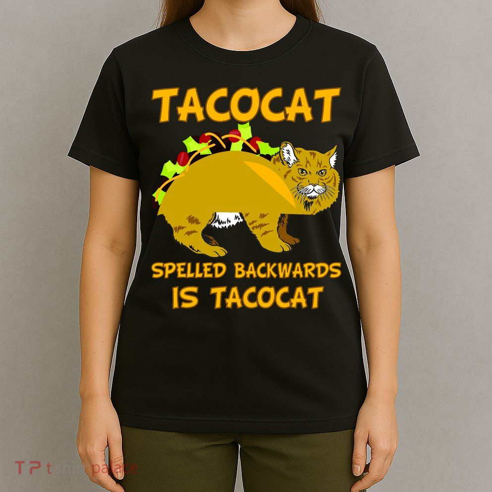 Tacocat Spelled Backwards Funny Cat T-Shirt