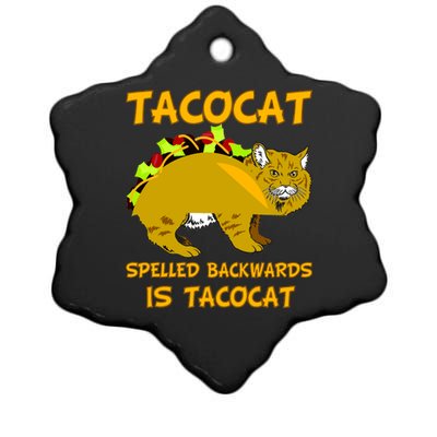 Tacocat Spelled Backwards Funny Cat Ceramic Star Ornament