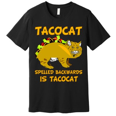 Tacocat Spelled Backwards Funny Cat Premium T-Shirt
