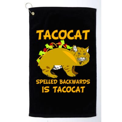 Tacocat Spelled Backwards Funny Cat Platinum Collection Golf Towel