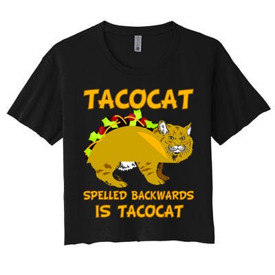 Tacocat Spelled Backwards Funny Cat Crop Top