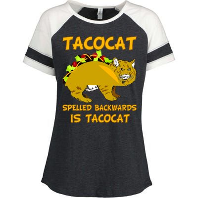 Tacocat Spelled Backwards Funny Cat Enza Ladies Jersey Colorblock Tee