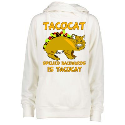 Tacocat Spelled Backwards Funny Cat Womens Funnel Neck Pullover Hood