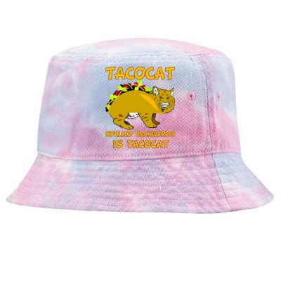 Tacocat Spelled Backwards Funny Cat Tie-Dyed Bucket Hat