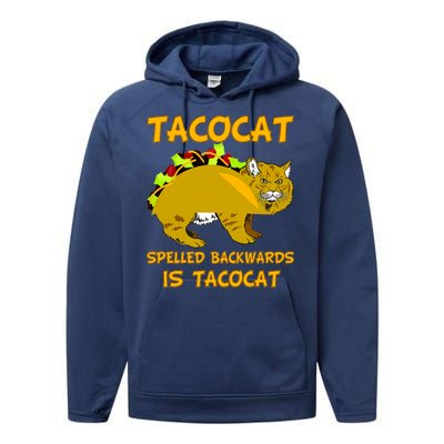 Tacocat Spelled Backwards Funny Cat Performance Fleece Hoodie