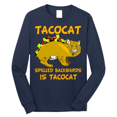 Tacocat Spelled Backwards Funny Cat Long Sleeve Shirt