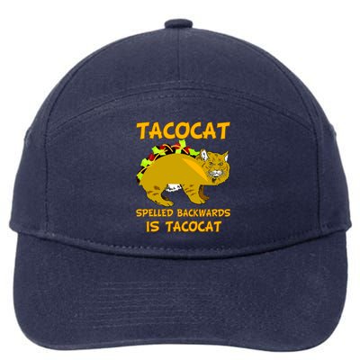 Tacocat Spelled Backwards Funny Cat 7-Panel Snapback Hat