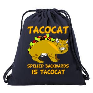 Tacocat Spelled Backwards Funny Cat Drawstring Bag