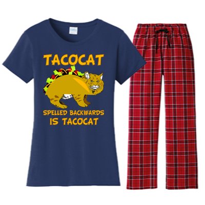 Tacocat Spelled Backwards Funny Cat Women's Flannel Pajama Set