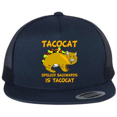 Tacocat Spelled Backwards Funny Cat Flat Bill Trucker Hat