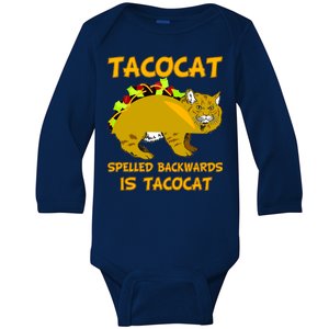 Tacocat Spelled Backwards Funny Cat Baby Long Sleeve Bodysuit