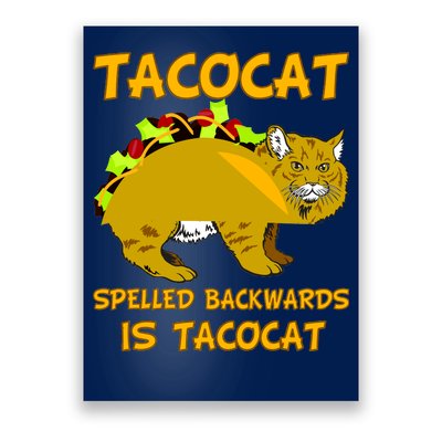 Tacocat Spelled Backwards Funny Cat Poster