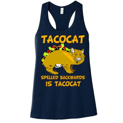 Tacocat Spelled Backwards Funny Cat Women's Racerback Tank