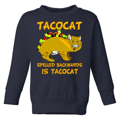 Tacocat Spelled Backwards Funny Cat Toddler Sweatshirt