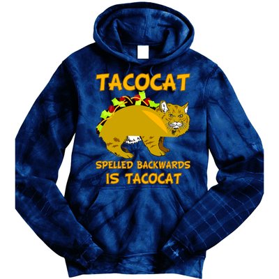 Tacocat Spelled Backwards Funny Cat Tie Dye Hoodie