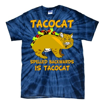 Tacocat Spelled Backwards Funny Cat Tie-Dye T-Shirt