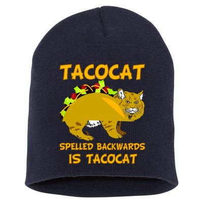 Tacocat Spelled Backwards Funny Cat Short Acrylic Beanie