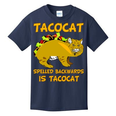 Tacocat Spelled Backwards Funny Cat Kids T-Shirt