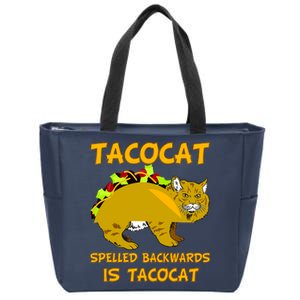 Tacocat Spelled Backwards Funny Cat Zip Tote Bag