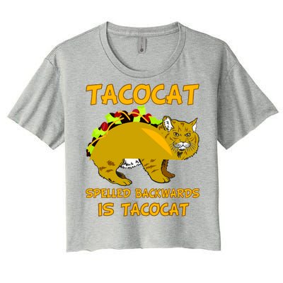 Tacocat Spelled Backwards Funny Cat Women's Crop Top Tee