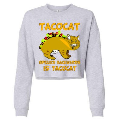 Tacocat Spelled Backwards Funny Cat Cropped Pullover Crew