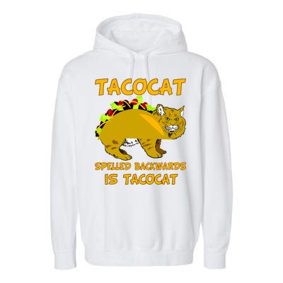 Tacocat Spelled Backwards Funny Cat Garment-Dyed Fleece Hoodie