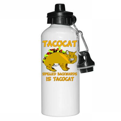 Tacocat Spelled Backwards Funny Cat Aluminum Water Bottle