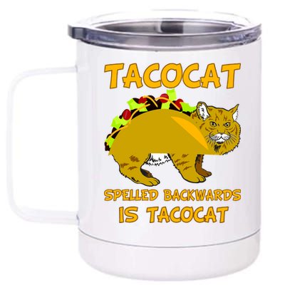 Tacocat Spelled Backwards Funny Cat 12 oz Stainless Steel Tumbler Cup