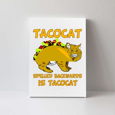 Tacocat Spelled Backwards Funny Cat Canvas