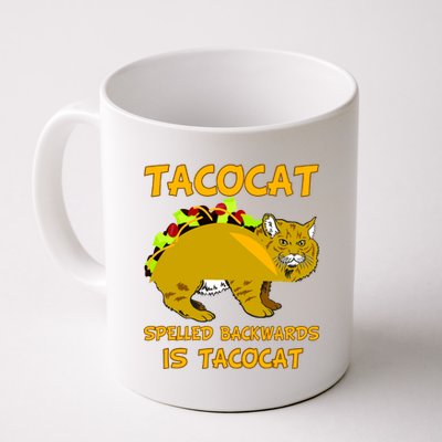 Tacocat Spelled Backwards Funny Cat Coffee Mug