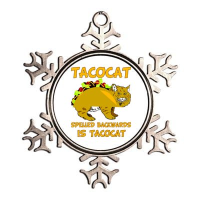 Tacocat Spelled Backwards Funny Cat Metallic Star Ornament