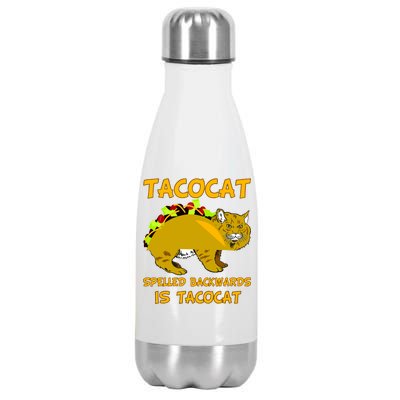 Tacocat Spelled Backwards Funny Cat Stainless Steel Insulated Water Bottle