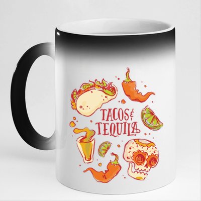 Tacos & Tequila Mexican 11oz Black Color Changing Mug