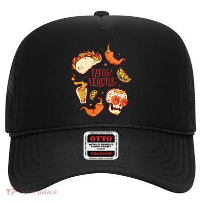 Tacos & Tequila Mexican High Crown Mesh Back Trucker Hat